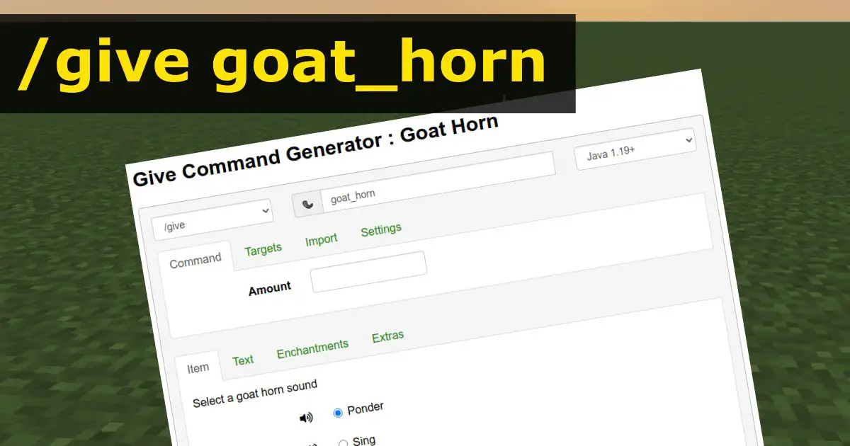 Give Command Generator : Goat Horn : Gamer Geeks