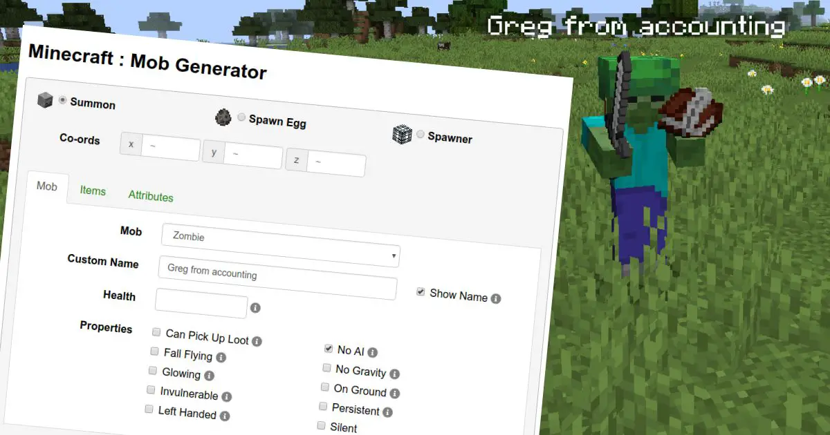 Minecraft, Summon Mob Generator