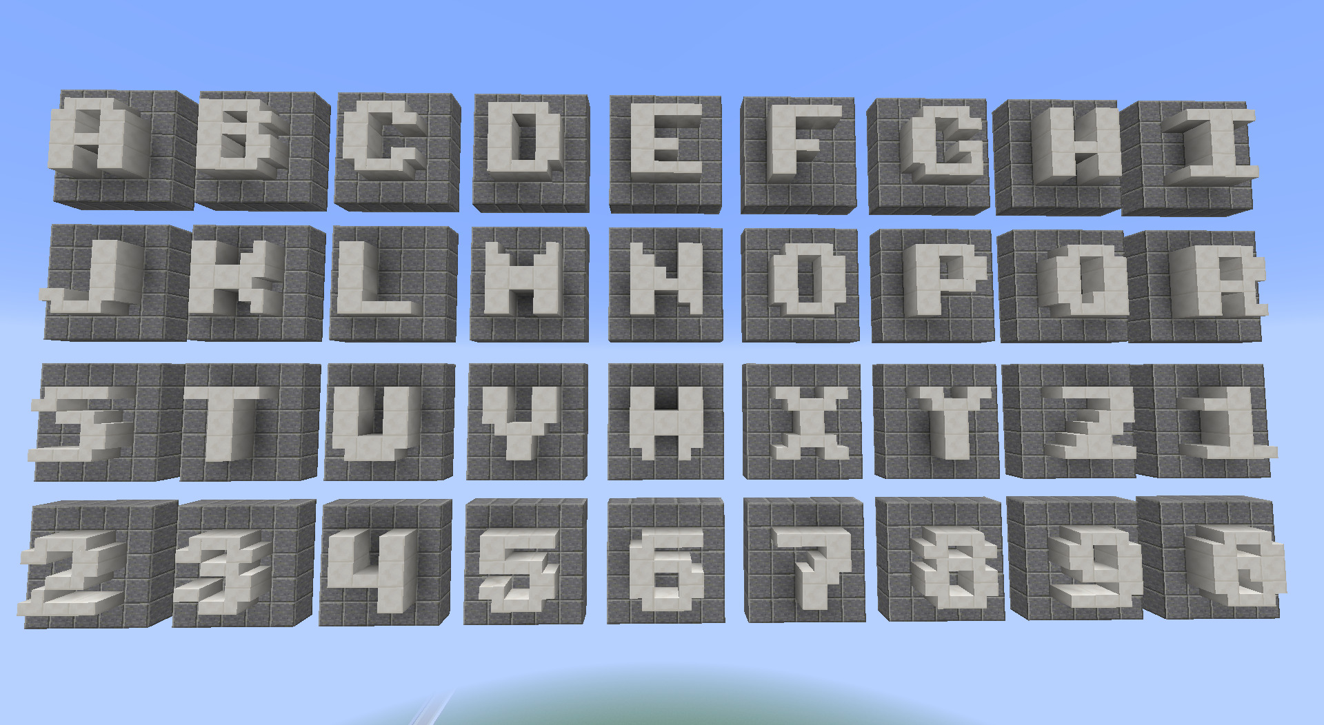 Minecraft letters, A-Z, 0-9